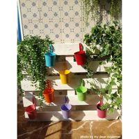 ALLIANDISEnsemble de 10 Pots de Fleurs en Métal Vase Suspendu Panier à Planter sans Trou de Drainage, Crochet Détachable, Clôture de Jardin Balcon Décoration