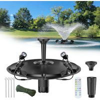 POPOSOAP Fontaine flottante pour bassin avec LED, pompe 6000 L/h, câble de 9 m, 3 jets différents – Aérateur pour bassins, piscines et lacs