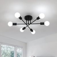 Industrial Ceiling Light 6-Light Vintage Modern Black Metal E27 Pendant for Living Room Bedroom Kitchen Dining Room Bar Cafe