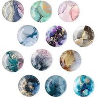 Fridge Magnet - Glass Cabochon - 15 mm Diameter - Neodymium Backing - 1.2 kg Holding Strength - Marble Pattern - 12 pcs