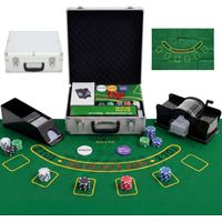 Mallette de poker coffret de poker complet 500 jetons, boîtier en ABS, cartes à jouer, dés, dealer, tapis, clés