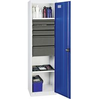 Stumpf armadio attrezzi materiale serie 3000 grigio chiaro/blu genziana + 3 cassetti 100 mm + 2 cassetti 200 mm + 2 ripiani estraibili - 3005674
