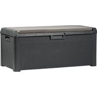 Toomax Santorini baule da 550L multiuso 148x72x64h cm, finitura effetto rattan colore antracite, in plastica resistente anti UV, doppia funzione contenitore e seduta, ideale per esterni