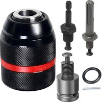 Multifunktionales 1,5–13 mm selbstspannendes Schnellspann-Bohrfutter mit 1/2-20UNF-Halterung, komplett mit 3/8-Zoll-SDS, Plus-Schaft, 1/4-Zoll-Sechskantschaft und 1/2-Zoll-Schlagschrauber-Adapter