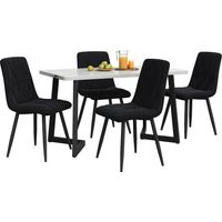 Essgruppe, (Ensemble, 117 × 68cm Table à manger avec 4 chaises), Table à manger rectangulaire Set de table à manger moderne, chaise à manger chaise à manger noire velvet