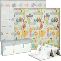 Tappeto per Bambini con Lettere dell'Alfabeto e Superficie Impermeabile in XPE Multicolore, 200x180x1.5 cm