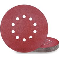 Disques de Ponçage 225 mm 10 Pièces Grain P80 10 Trous Disques Abrasifs 225 mm Ronds Papier Abrasif for Ponceuse