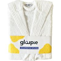 GLOUPIE Accappatoio Unisex In 100% Spugna Di Puro Cotone In Tinta Unita Dal Color Bianco Taglia XL