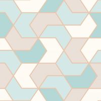 Duck Egg Gold Geometric Hexagon Wallpaper Metallic Sheen Glitter Modern Rasch