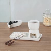 Juego de fondue de chocolate de porcelana con 2 tenedores de fondue - simplemente calentar con velas de té y servir - fondue de chocolate vela de té fondue fondue de chocolate ocasiones