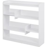 Bibliothèque étagère Meuble de Rangement dim. 90L x 24l x 91H cm 4 Niveaux 3 Panneaux arrières Panneaux de Particules Blanc
