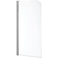 Milano Portland 1400mm x 800mm Bathroom Bath Shower Glass Screen with Chrome Profile - Curved Top Screen