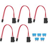 GARRYFIZH Lot de 5 porte-fusibles pour voiture, mini rallonge de câble robuste pour véhicule, ATM 20 A, 16 AWG, avec 5 fusibles, ACK S 10,9 mm