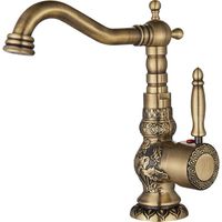 Suguword – Mitigeur de lavabo monocommande en laiton – Finition antique gravée – Valve céramique pour étanchéité – Chaud et froid