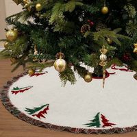 Pr Grande Jupe Sapin de Noël, 122cm Jupe d'arbre Laine Lourde 3D Tricoté avec Pompon Crochet Tapis de Jupe d'arbre Blanc pour Décoration de Maison Fête et des Vacances