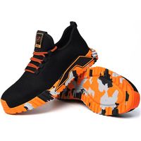 Scarpe Antinfortunistiche da Lavoro Cantiere Leggere Comode Traspiranti Sicurezza Antiscivolo Puntale in Acciaio con Protezione Antiperforazione Certificazione CE (Nero e Arancio, 46) - Colore: Nero E