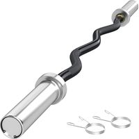 Barra de Pesas de Acero 120 cm Barra Curl EZ con 2 Presillas Carga 100 kg para los Discos de Ø5 cm Negro y Plata