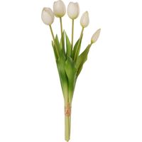 Mazzo 5 tulipani in gomma per decorazione ambienti h 39 cm -Rosso
