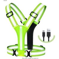 Gilet réfléchissant LED équipement de course, équipement de course réfléchissant haute visibilitéGilet de course réfléchissant gilet de course lumineux rechargeable pour la marche, la course à pied, l
