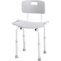 Taburete de Ducha Silla con Respaldo Antideslizante Altura Regulable 8 Niveles Carga 136kg
