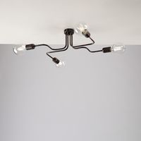 Plafoniera in ferro Nero con decorazione Rame quattro luci 57x44x h17 cm