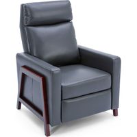 RILEY PUSH BACK SOFT AIR LEATHER MODERN RECLINING ARMCHAIR ACCENT HOME CENEMA RECLINER CHAIR GREY