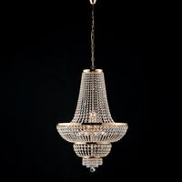 Lampadario Classico Mozart Metallo E Cristallo Oro 10 Luci E14
