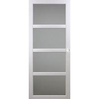 Puerta corredera Tana blanca con vidrio H204 x L63 cm, con conchas blancas GD MENUISERIES