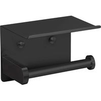 Porta Rotolo Carta Igienica da Parete Autoadesivo Con Ripiano Acciaio Inossidabile 14x9.5x10cm (Revêtement Noir)