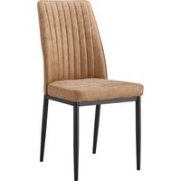 Set 4 Sedie da Pranzo Imbottite, con Struttura Metallo, Seduta Morbida e Supporto Lombare, in Pelle PU marrone