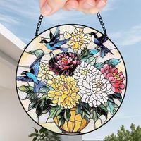 30 cmAttrape-soleil floral en vitrail, décoration suspendue pour fenêtre, cadeau pour maman épouse