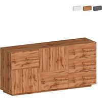 Moderne Anrichte 2 Türen 3 Schubladen Wohnzimmer Schlafzimmer Glencoe - Eiche