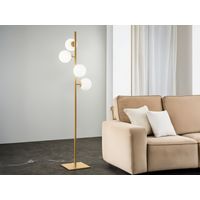 Stehlampe ENOIRE 4-flammig Gold mit Glaskugeln in Opalweiß, Höhe 150cm