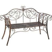 HLC Banc de Jardin Fer Forgé, Banc de Jardin Deux Places avec Dossier décoratif en Fer forgé, Banc Exterieur Jardin, 2 Places, 133 90 49cm, Balcon, Terrasse, Antirouille