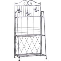 Pflanzregal Metall Blumenständer 3 Ebenen Blumentreppe für Garten Silbergrau 44x25x96cm dekorativ & platzsparend