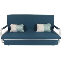Schlafsofa HHG-530, Schlafcouch Couch Sofa, Schlaffunktion Bettkasten Liegefläche, 190x185cm Stoff/Textil dunkelblau