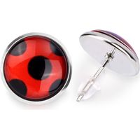 1 Paire Boucle Coccinelle Oreille, Boucles d'Oreilles à Tige Métal avec Pois Noirs pour Femmes Halloween Costume de Carnaval