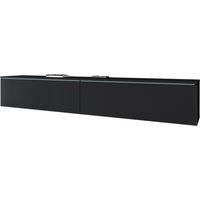 180 cm breiter TV-Schrank für das Wohnzimmer, grifflos, stehend oder hängend, mattschwarz