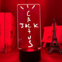 Veilleuse LED Cactus Jack grand format pour la décoration de chambre, lampe de chevet néon Cactus Jack, cadeau d'anniversaire original.