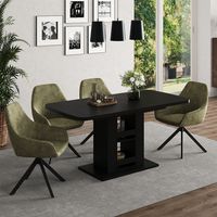 tavolo da pranzo allungabile Fenaro, Nero, 120 x 80 cm, Vicco