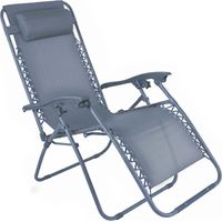 Fauteuil relax de jardin en acier et textilène inclinable bleu foncé