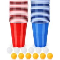 Kit Beer Pong - 40 Gobelets Réutilisables et 12s - Plastique Alimentaire - Jeu de Société pour Fête ACCESSOIRES FABRICATION MAISON