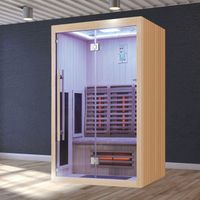 Boreal Sauna – Sauna infrarouge 2 places en Hemlock canadien – Spectre complet avec 4 émetteurs carbone – Dimensions 130x110x205 cm – Télécommande incluse