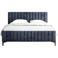 EDEN - Lit coffre tissu velours 140x200cm - Bleu