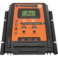 AIDUCHO Mptt Contrôleur De Charge Solaire 12v / 24v Régulateur De Batterie De Panneau Solaire Dual Usb Lcd Affichage Régulateur De Courant De Panneau 50a Noir Orange