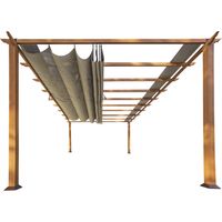 Paragon Outdoor Almuiminium Pergola "Florenz" Pavillon mit ausziehbarem Sonnensegel, holzoptik, 350 x 505 x 236 cm (L x B x H)