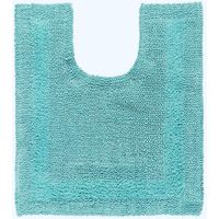 HOMESCAPES Tapis contour WC en coton, 50 x 55 cm – Bleu aqua