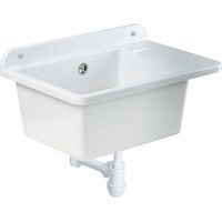 GOSPO Ausgussbecken aus Polypropylen, 50.5x34x26.5 cm, Waschbecken, Weiß