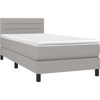 Struttura letto LED con rete a doghe testiera materasso e coprimaterasso 100x200 cm tessuto grigio chiaro TDL0207928