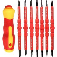 YMYNY 7pcs Insulated Electrician Screwdriver Set, Solid Electromagnetic Insulated Screwdriver Set 500V Multifunctional 14 in 1 Chrome Vanadium Alloy Repair Tool Kit Electrician